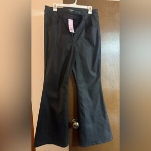Faux Leather Black Flared Pants